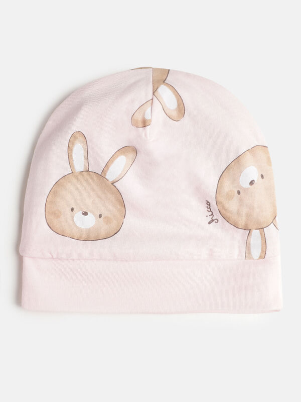 Girls Pink Printed Pure Cotton Cap image number null